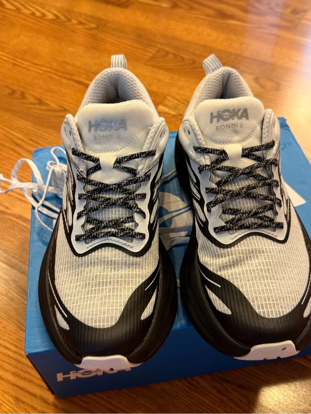 HOKA Men’s Stealth Twch Bondi 8 Caged White and Black Athletic Shoes 10